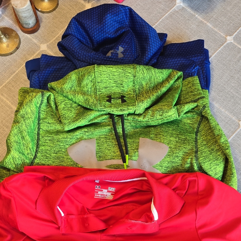 Under Armour Kids' Vibrant Green and Bold Blue Jacket And Polo Shirt. S, YXL, S